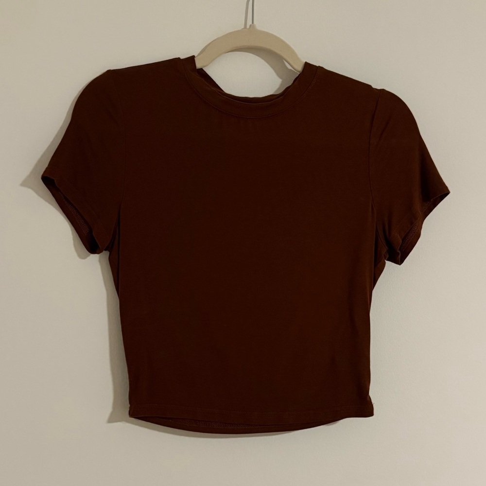 Elegant Brown Short Sleeve Women's Tee